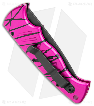 Piranha P1 Automatic Tactical Knife Pink (3.2" Black Serr 154CM) - Image 3