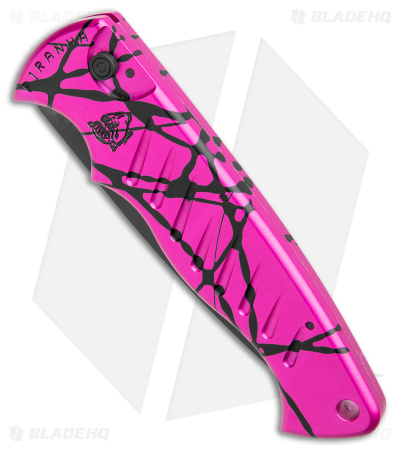 Piranha P1 Automatic Tactical Knife Pink (3.2" Black Serr 154CM) - Image 2