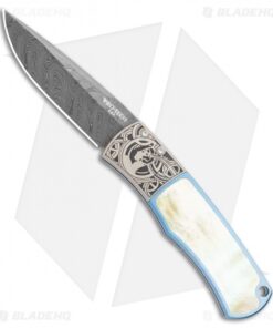 Pro-Tech Custom BR-1 Magic Custom Automatic Knife Blue Ti/MOP (Damascus)