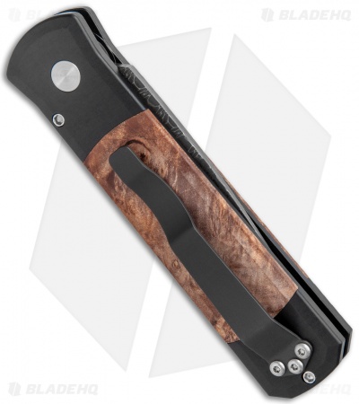Pro-Tech Custom Godson Automatic Knife Maple Burl (3.15" Spiro Damascus) - Image 3