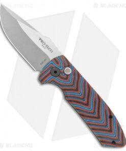 Pro-Tech Custom SBR Automatic Unique Micarta Red/Black/Blue (2.6" Stonewash)