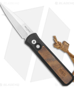 Pro-Tech GSD Godson Automatic Knife Black/Brown Leather (3.15" Satin)