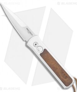 Pro-Tech GSD Godson Automatic Knife Silver/Brown Leather (3.15" Satin)