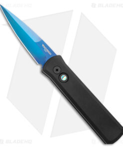 Pro-Tech Godson Automatic Knife Tactical Black Aluminum (3.1" Sapphire 154)
