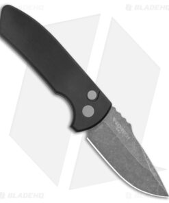 Pro-Tech Les George SBR LH Automatic Knife Black Aluminum (2.6" Acid Wash)