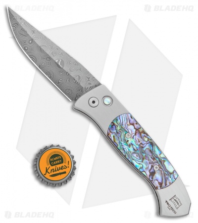 Pro-Tech Brend 3 Medium Automatic Knife Abalone (3.75" Chad Nichols Damascus) - Image 4