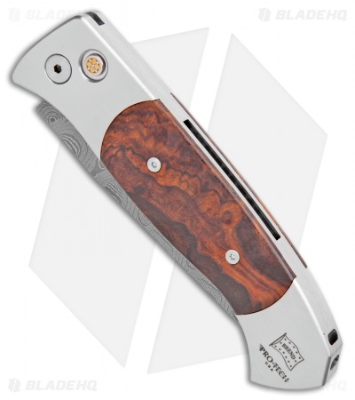 Pro-Tech Brend 3 Medium Automatic Knife Desert Iron Wood (3.75" Damascus) - Image 2