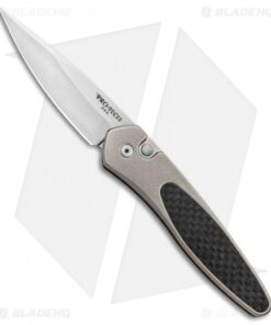 Pro-Tech Custom Newport Automatic Knife Bronzed Ti/CF Inlay (3" Satin)