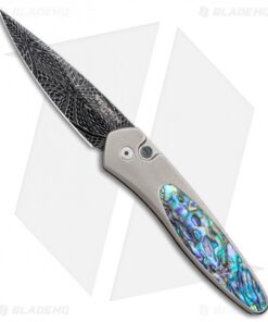 Pro-Tech Custom Newport Automatic Knife Ti/Abalone (3" Nichols Mosaic Damascus)