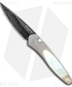 Pro-Tech Custom Newport Automatic Ti/Gold LIP Mother of Pearl (3" Damascus)