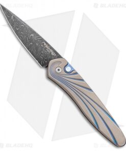 Pro-Tech Custom Newport Automatic Knife Wave Pattern Ti (3" Damascus)