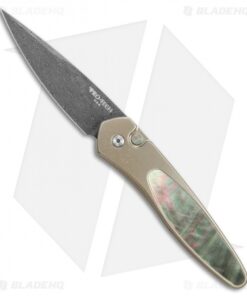Pro-Tech Custom Newport Automatic Knife Bronze Ti/Mother of Pearl (3" Damascus)