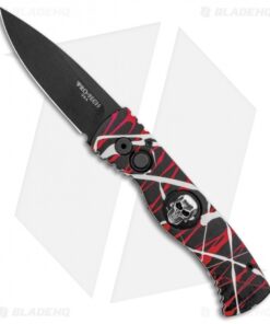 Pro-Tech Custom TR-2 Red Splash Skull Automatic Knife Aluminum (3" Black)