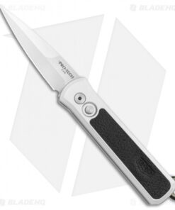 Pro-Tech GSD Godson Automatic Knife Silver/Black Leather (3.15" Satin)