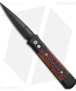 Pro-Tech Godfather Automatic Knife Black w/ Amber Jig Bone (4" Black Plain) 962