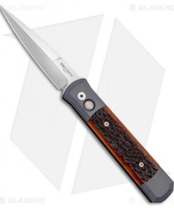 Pro-Tech Godfather Automatic Knife Gray/Amber Jig Bone (4" Satin) 900-JB