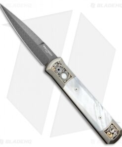 Pro-Tech Godfather Ultimate Titanium Custom Knife Mother of Pearl (4" Damascus)