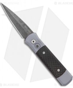 Pro-Tech Godson Automatic Knife Gray/Carbon Fiber (3.2" Damascus)