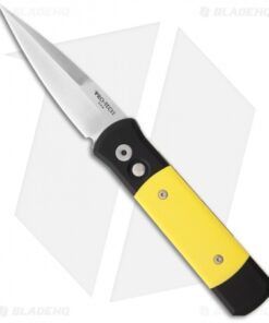 Protech Godson Automatic Knife w/ Yellow G-10 (3.15" Satin Plain) 748