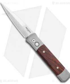Protech Godfather Automatic Knife Gray/Cocobolo Wood (4" Satin)