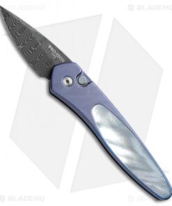 Pro-Tech Half-Breed Titanium Custom Knife Blue/Pearl (1.95" Damascus)