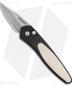 Pro-Tech Half-Breed Tuxedo Automatic Knife Black/Ivory Micarta (1.95" Stonewash)