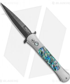 Pro-Tech Large Don Steel Custom Knife Mosaic Abalone (4.5" Damascus)