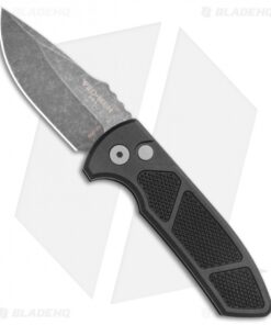 Protech Les George SBR Automatic Knife Black Knurled Aluminum (2.6" Acid Wash)