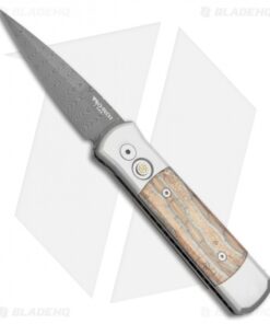 Custom Pro-Tech Godson Mastodon Tooth w/ Stainless Steel Frame (3.1" Damascus)