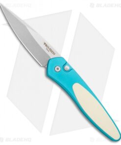 Pro-Tech Newport Automatic Knife Teal/Ivory Micarta (3" Satin)