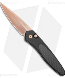Protech Newport Black Automatic Knife Carbon Fiber (3" Rose Gold)