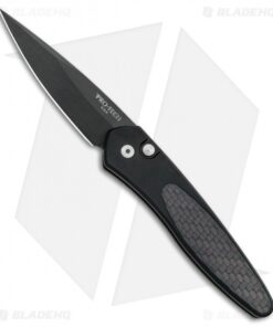 Pro-Tech Newport Automatic Knife Black Aluminum Red Carbon Fiber (3" Black)