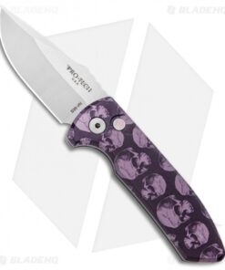 Pro-Tech SBR PK #6 Custom Purple Skull Anodized Automatic Knife (2.6" Stonewash)