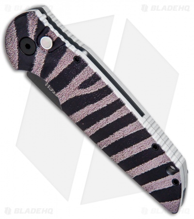 Pro-Tech TR-3 Automatic Knife Custom PK Anodized Zebra Print (3.5" Black) - Image 2