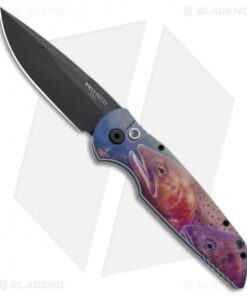 Pro-Tech TR-3 Automatic Knife Custom PK Anodized "Trout" Print (3.5" Black)