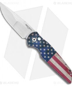 Pro-Tech TR-3 Automatic Knife PK Custom Vintage Flag (3.5" Hand Ground)