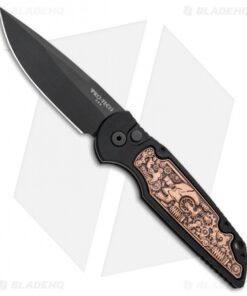 Pro-Tech TR-3 Shaw Steampunk Automatic Knife Copper Inlay (3.3" Black)