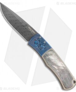 Pro-Tech Custom BR-1 Magic Custom Automatic Knife Blue Ti Bolster/MOP (Damascus)