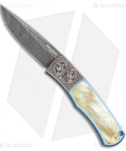 Pro-Tech Ultimate Custom BR-1 Titanium Automatic Knife Gold Lip Pearl (Damascus)