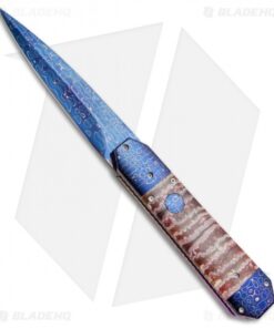 Rainy Vallotton Custom Medium Coffin Dagger Auto Knife Mammoth (4.125" Damascus)