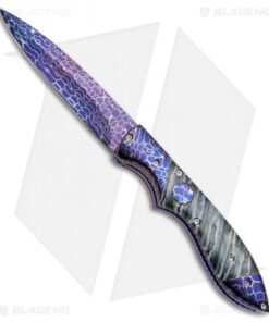 Rainy Vallotton Custom Mini Wasp Automatic Knife Green Mammoth (3.6" Damascus)
