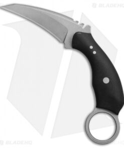 Ryan W Knives UTrap Karambit Fixed Blade Knife Black G-10 (3.2" Acid Wash)