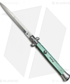 SKM AB 11" Italian Stiletto Automatic Knife Green Pearlex (5" Satin Bayonet)