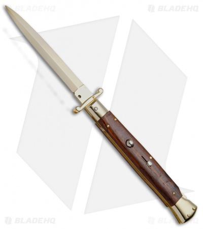 Frank B 11" Italian Stiletto Swinguard Gold Plated Snakewood (5" Dagger)