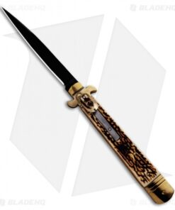 CKM 9.75" Slimline Leverlock Automatic Knife Stag (4.25" Black)