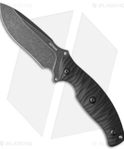 SRM Knives S745-GB Fixed Blade Knife Black G-10 (4" Black Stonewash)