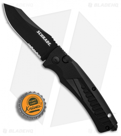 Schrade SC90 Automatic Knife Black Aluminum (3.25" Black Serr) SC90BS - Image 4
