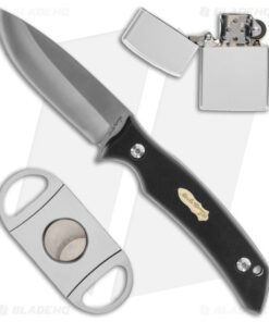 Schrade Uncle Henry 3 Piece Fixed Blade Knife & Cigar Cutter & Lighter - Black