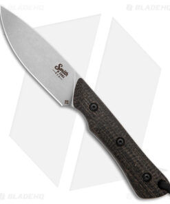 Smith & Sons Brave Fixed Blade Knife Black Burlap Micarta (3.2" Stonewash D2)