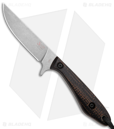 Smith & Sons Spur Fixed Blade Knife Black Burlap Micarta (3.45" Stonewash AEB-L)